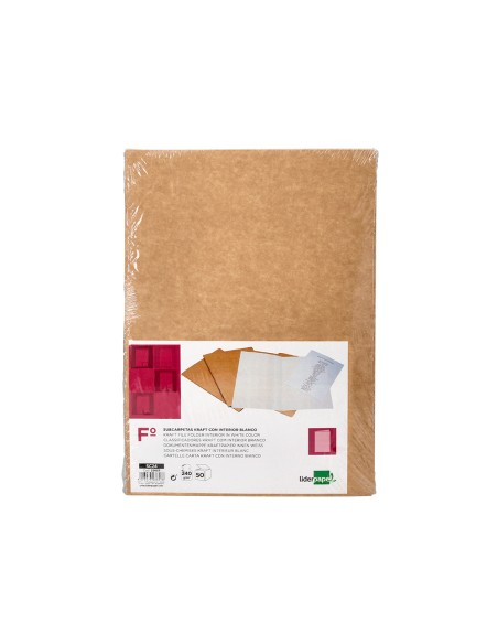 Subcarpeta liderpapel folio kraft interior blanco 240g/m2