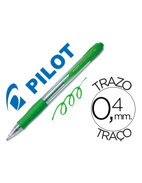 Boligrafo pilot super grip verde retractil...
