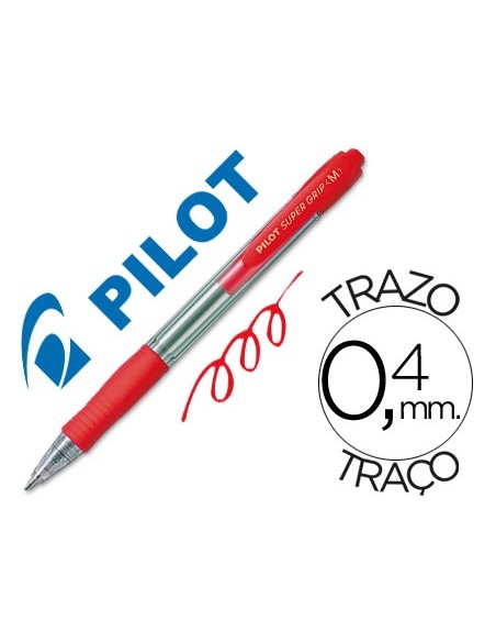 Boligrafo pilot super grip rojo retractil...