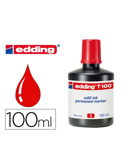 Tinta rotulador edding t-100 rojo bote 100 ml