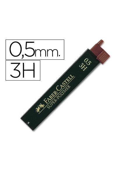 Minas faber grafito 9065 0,5 mm 3h estuche de 12 minas