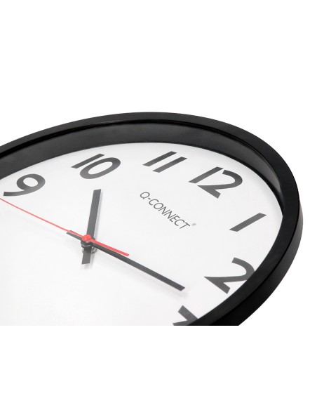 Reloj q-connect de pared plastico oficina redondo 34 cm marco negro