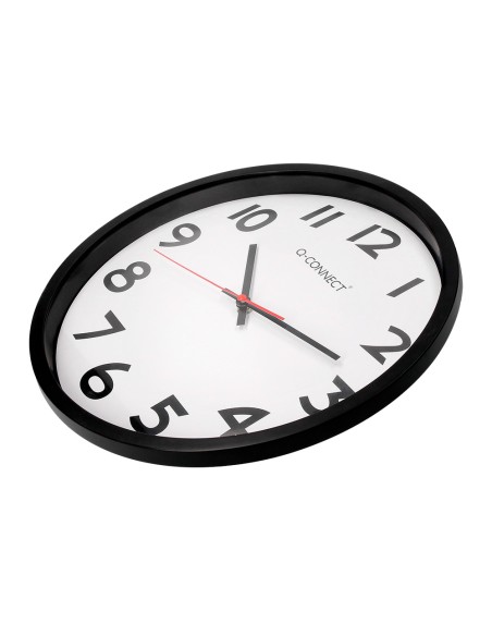 Reloj q-connect de pared plastico oficina redondo 34 cm marco negro