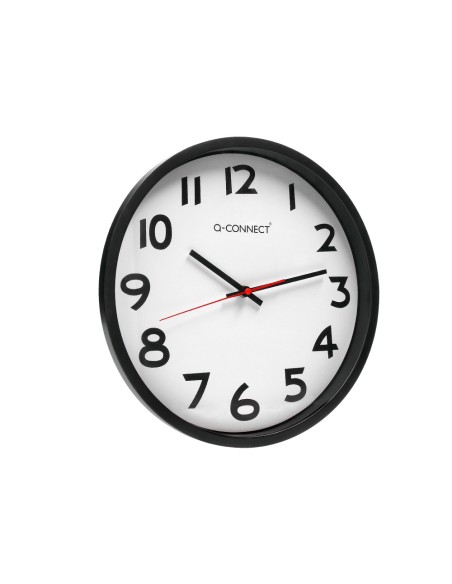 Reloj q-connect de pared plastico oficina redondo 34 cm marco negro