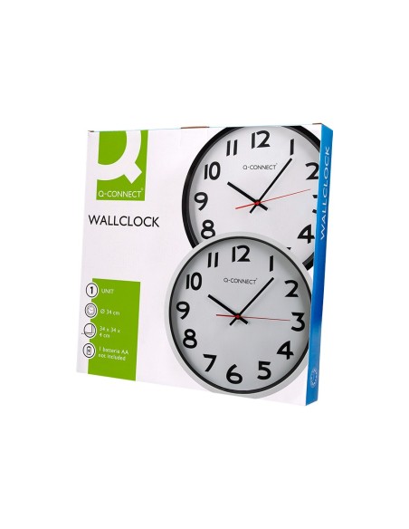 Reloj q-connect de pared plastico oficina...