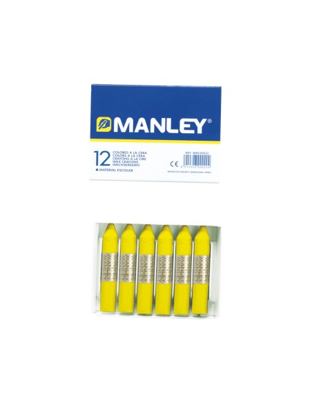 Lapices cera manley unicolor amarillo limon n.2 caja de 12 unidades