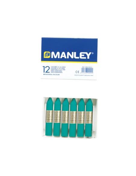 Lapices cera manley unicolor verde turquesa n.23 caja de 12unidades