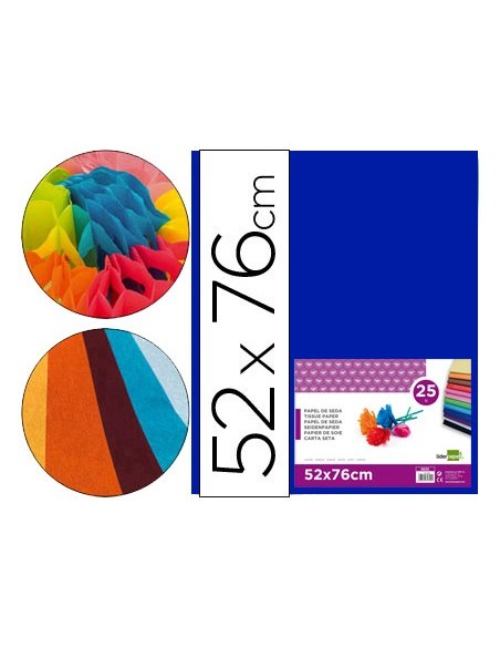 Papel seda liderpapel azul 52x76 cm 18 gr...