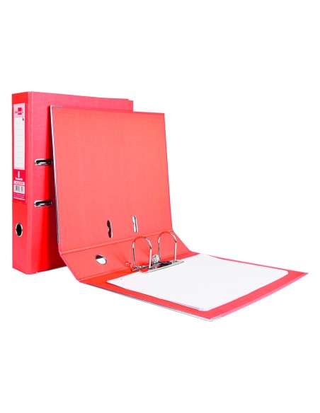 Archivador de palanca liderpapel folio documenta forrado pvc con rado lomo 75mm rojo compresor metalico