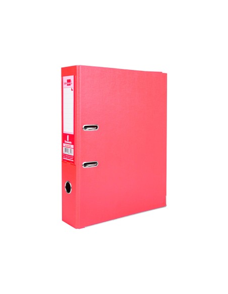 Archivador de palanca liderpapel folio documenta forrado pvc con rado lomo 75mm rojo compresor metalico