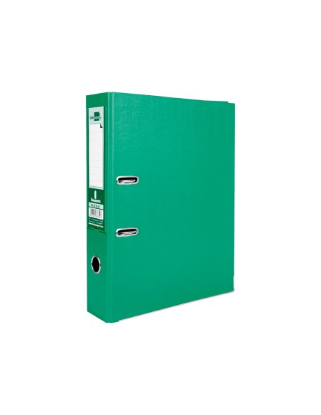 Archivador de palanca liderpapel folio documenta forrado pvc con rado lomo 75mm verde compresor metalico