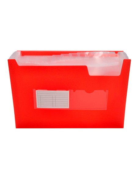 Carpeta liderpapel clasificador fuelle 32110 polipropileno din a4 roja transparente 13 departamentos