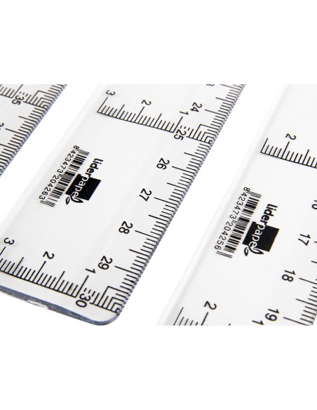 Regla liderpapel plastico cristal 30 cm