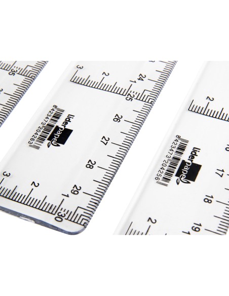Regla liderpapel plastico cristal 30 cm