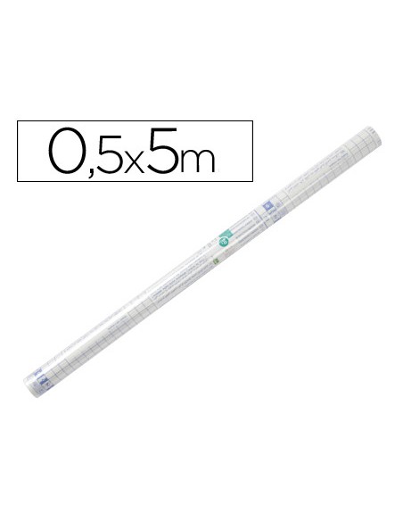 Rollo plastico adhesivo liderpapel 0.50x5 mt 50 mc forralibros removible