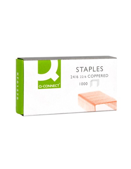 Grapas q-connect nº 22/6 24/6 cobreadas caja de...
