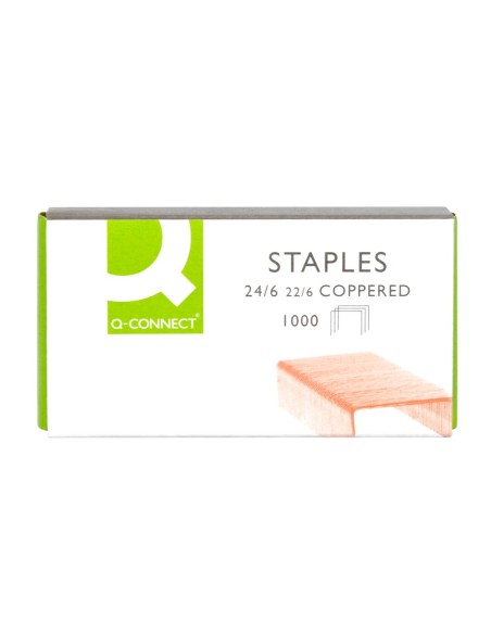 Grapas q-connect nº 22/6 24/6 cobreadas caja de...