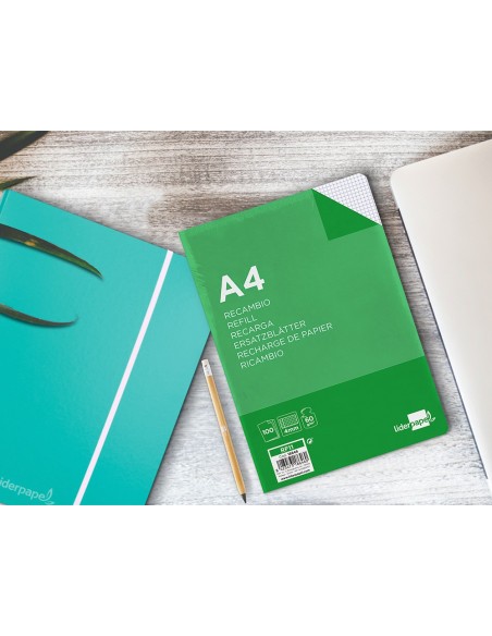 Recambio liderpapel a4 100 hojas 60g/m2 cuadro...