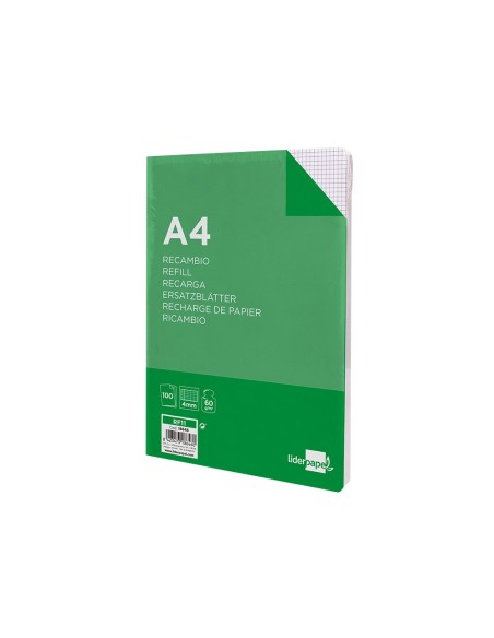 Recambio liderpapel a4 100 hojas 60g/m2 cuadro...