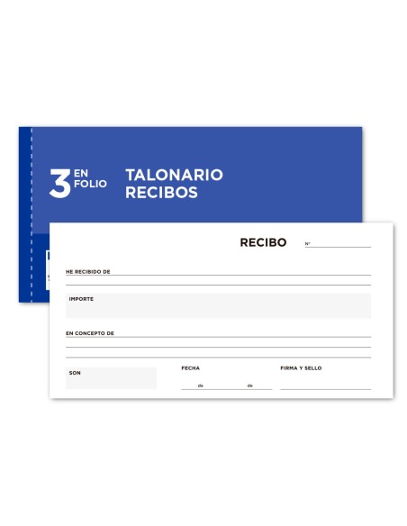 Talonario liderpapel recibos 3/fº apaisado original y 2 copias sin matriz