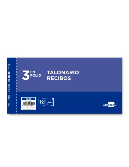 Talonario liderpapel recibos 3/fº original y copia t236 sin matriz