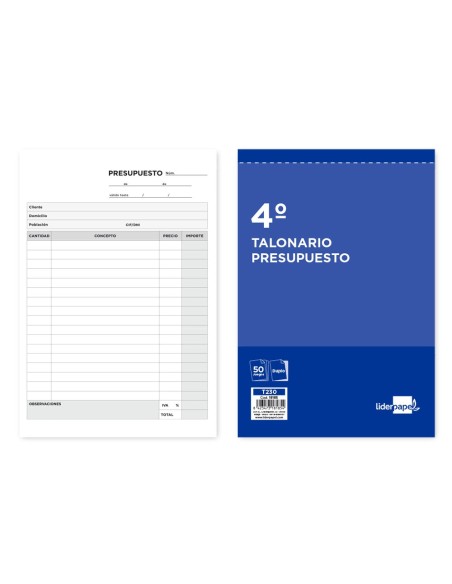 Talonario liderpapel presupuesto cuarto...