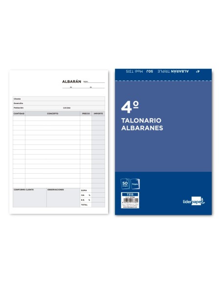 Talonario liderpapel albaran cuarto original y...