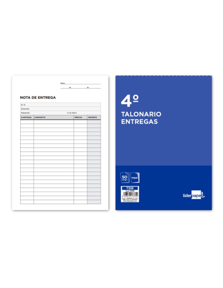 Talonario liderpapel entregas cuarto original y 2 copias t326