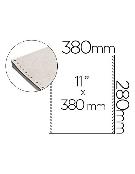 Papel continuo 380x11 blanco caja de 2500 hojas