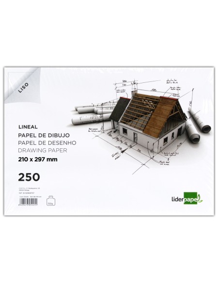 Papel dibujo liderpapel 210x297mm 150g/m2 con cajetin