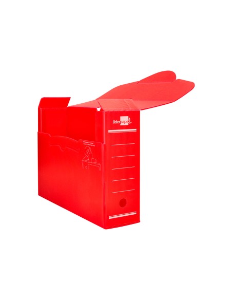 Caja archivo definitivo plastico liderpapel rojo 360x260x100 mm