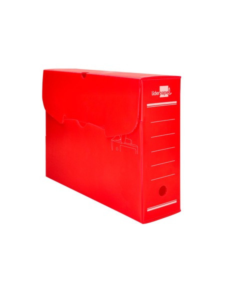 Caja archivo definitivo plastico liderpapel rojo 360x260x100 mm