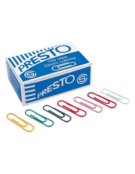 Clips colores presto caja de 100 unidades...