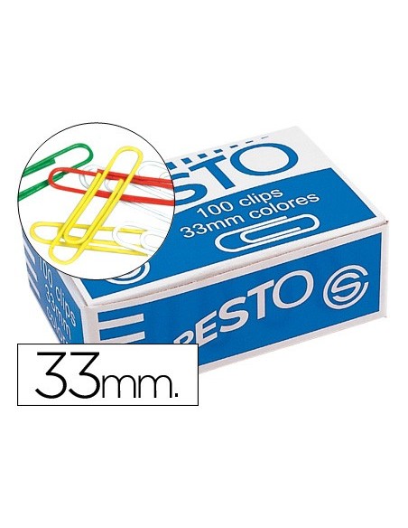 Clips colores presto caja de 100 unidades...
