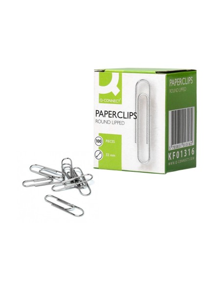 Clips niquelados q-connect nº 32 mm caja de 100...