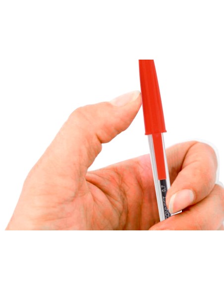 Boligrafo transparente q-connect rojo medio kf26041
