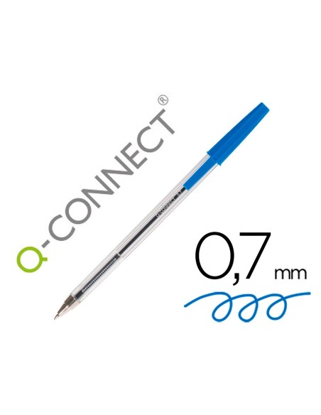 Boligrafo transparente q-connect azul medio...