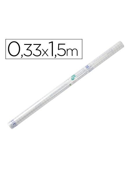 Rollo plastico adhesivo liderpapel 0.33x1.50 50 mc forralibros removible