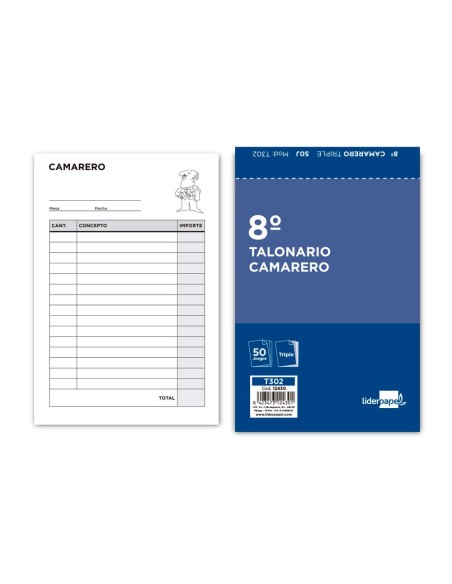 Talonario liderpapel camarero 8º original y 2...