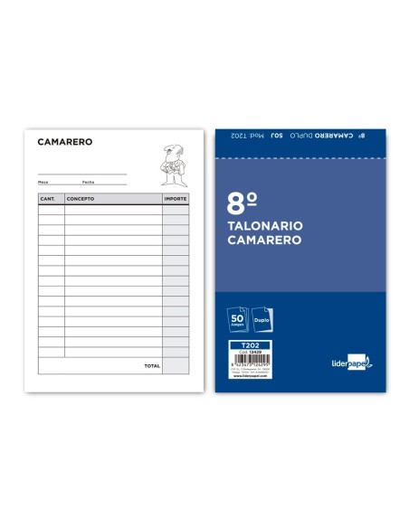Talonario liderpapel camarero 8º original y...