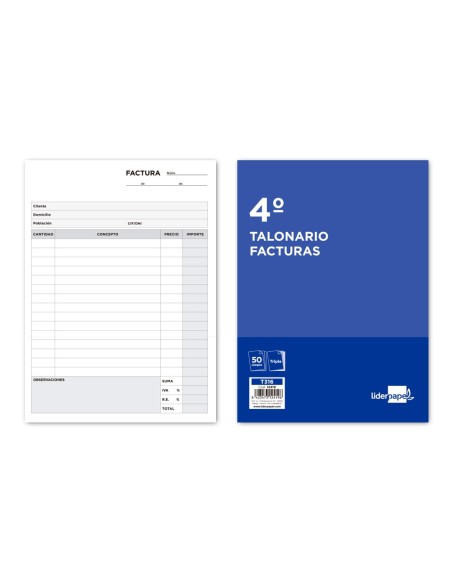 Talonario liderpapel facturas cuarto original y...