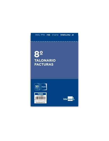 Talonario liderpapel facturas 8º original y copia t200 con i.v.a