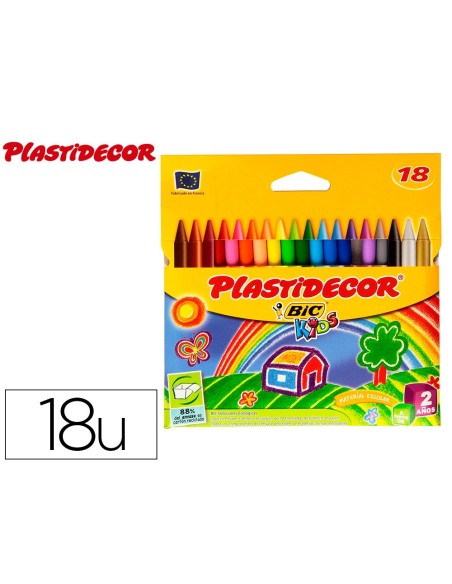 Lapices cera plastidecor caja de 18 colores...
