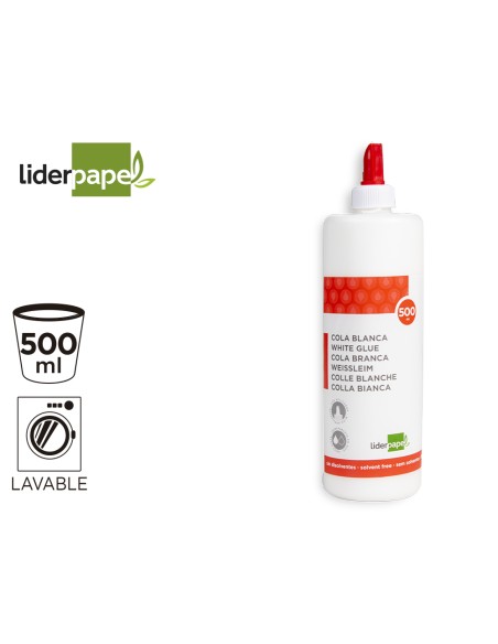 Pegamento cola blanca lavable liderpapel bote de 500 ml