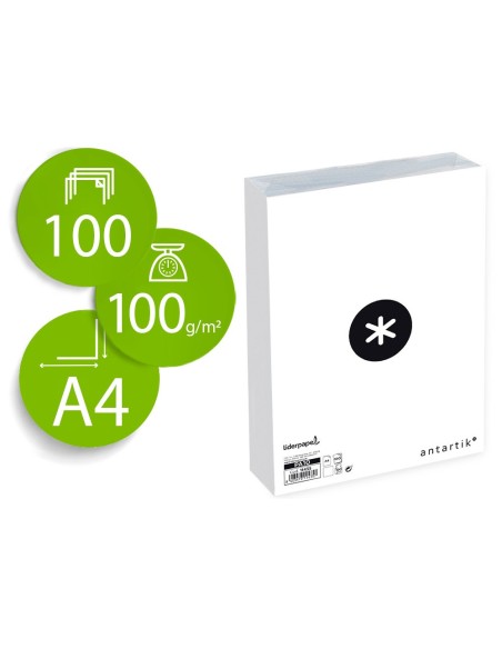 Papel antartik a4 100g/m2 liso paquete de 100...