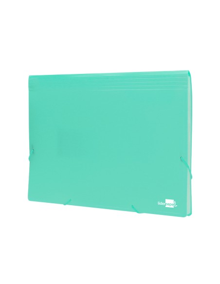 Carpeta liderpapel clasificador fuelle polipropileno din a4 verde opaco 13 departamentos