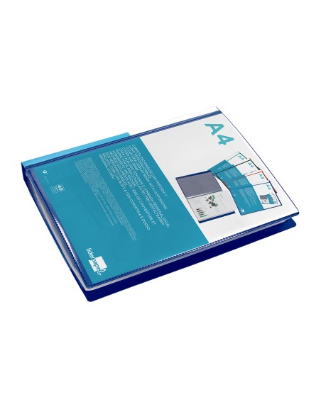 Carpeta liderpapel personaliza 40 fundas canguro polipropileno din a4 azul translucido portada y lomo
