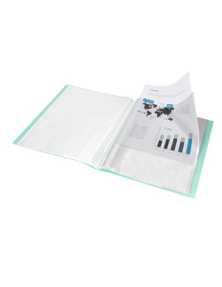 Carpeta liderpapel escaparate 40 fundas polipropileno din a4 verde manzana opaco