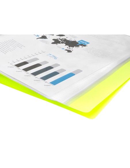 Carpeta liderpapel escaparate 40 fundas polipropileno din a4 amarillo fluor opaco
