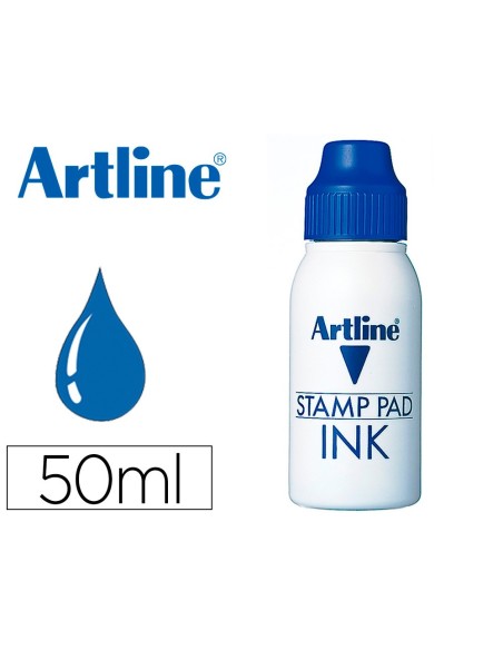 Tinta tampon artline azul bote 50 cc